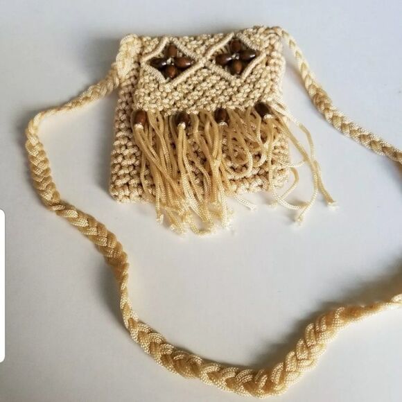 Macrame mini Crochet beige Boho Crossbody … - Picture 1 of 2
